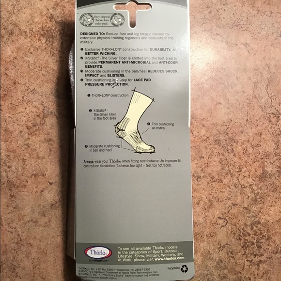 1pr Thorlos Training Crew Socks White Unisex Small - Picture 3 of 6